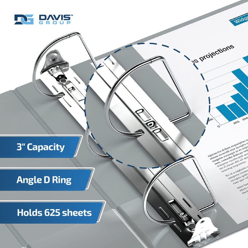 Davis Group Premium Economy 6-Pack 3-Ring Binders for School or Office, D-Ring Binders, 3 Inch, Gray - Image 2